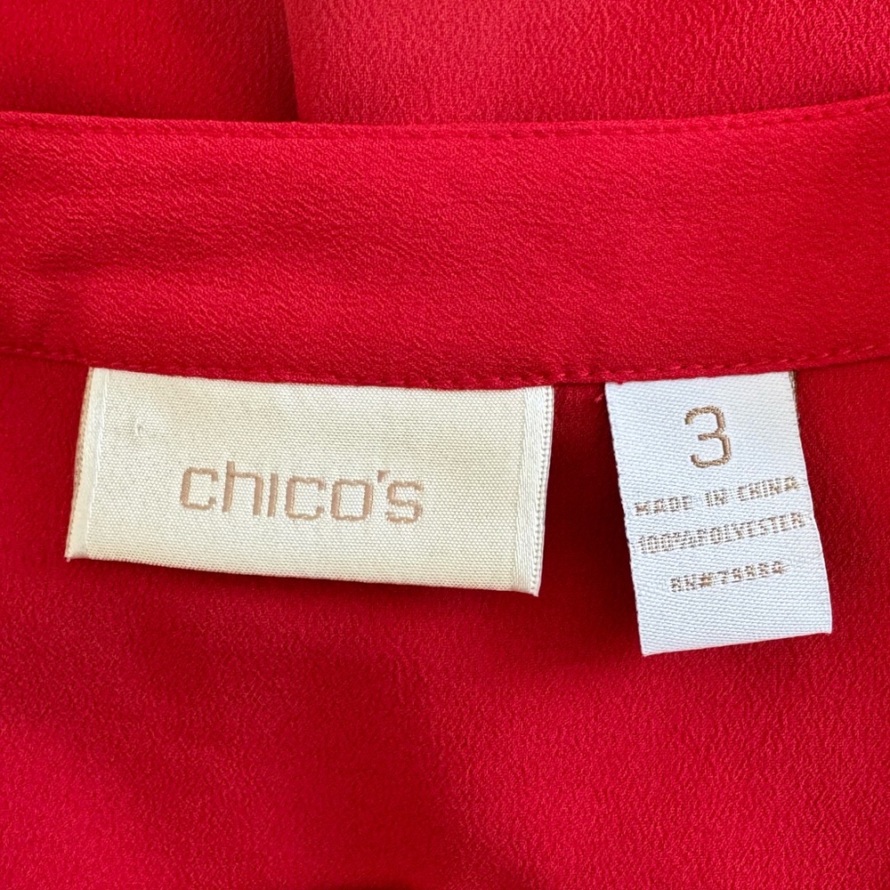 Chico's Women's Tiered Tank Blouse Burgundy Red Size 3 Sleeveless Straight Hem - Picture 4 of 5